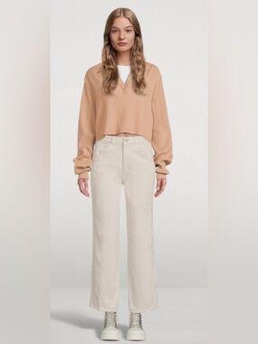 Boyish The Harrison High-Rise Wide Leg Tuxedo Jean in Natural